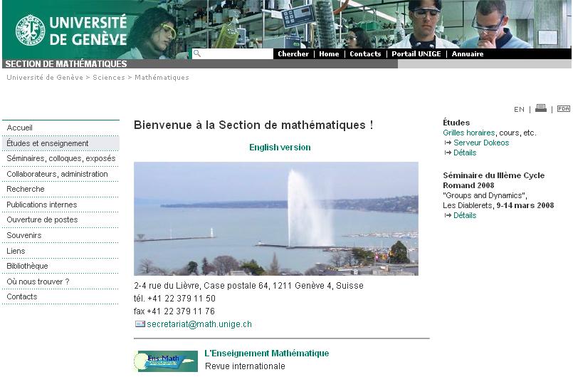 Site de la section de math